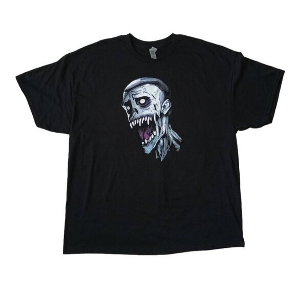 Gildan Dry Blend Unisex Black Custom Zombie Screen Print Graphic T-Shirt L XL 2X - Picture 5 of 11